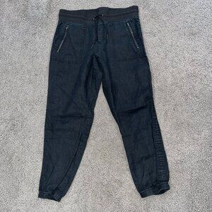 ATHLETA CABO 100% Linen Black  Pull On Jogger Pants -EUC - Women's Size 10